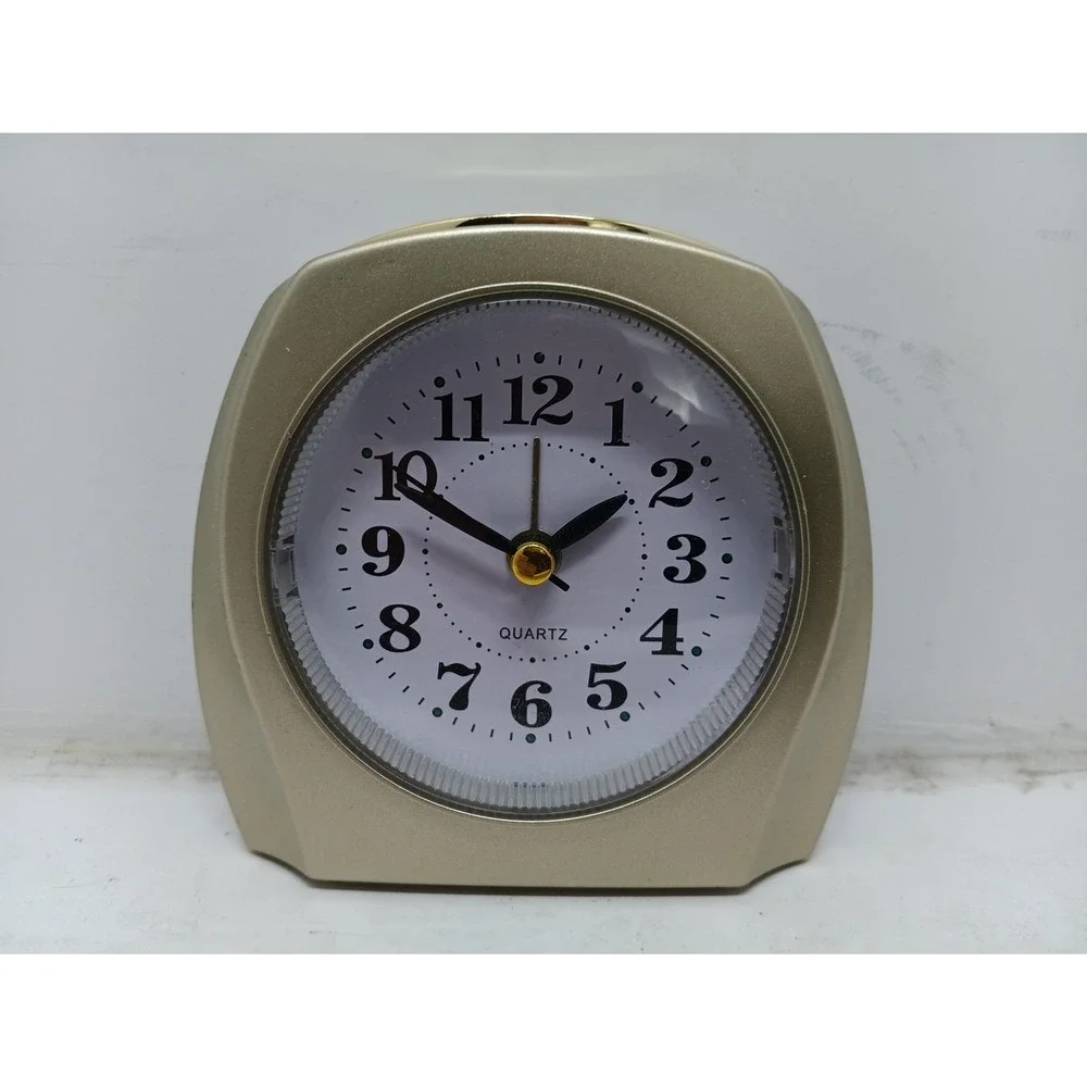 Gold & White Plastic Bedside Alarm Clock